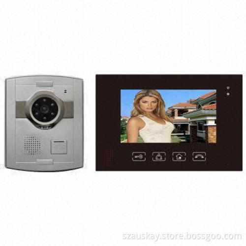 IR Night Vision Outdoor Camera and 7-inch TFT LCD Color Screen Video Door Phone, 0.3MP Effective